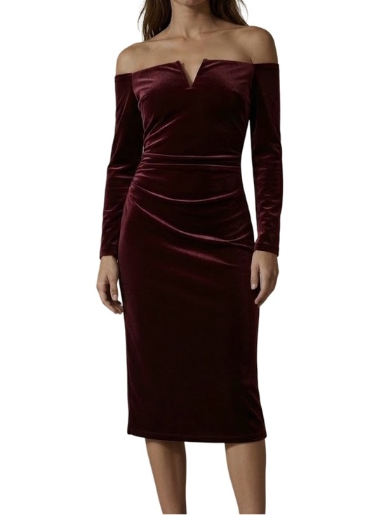 Xscape Dresses & Skirts - Xscape Burgundy Velvet "Jody" Cocktail Formal Party Dress Size 8